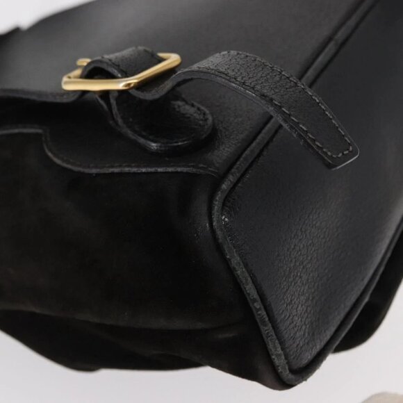 GUCCI Bamboo Backpack Suede Leather Black Gold 003 1705 0030 Auth BA7789 main image 16